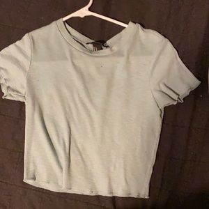 Green lettuce trim cropped shirt